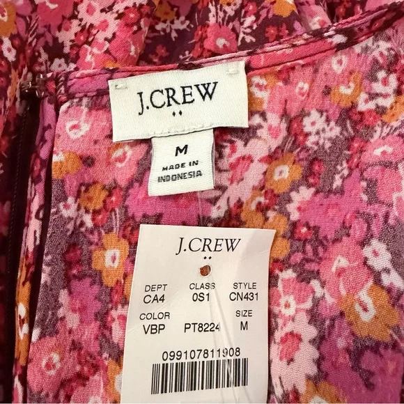 NWT J Crew puff sleeve tiered floral midi dress - Picture 10 of 10